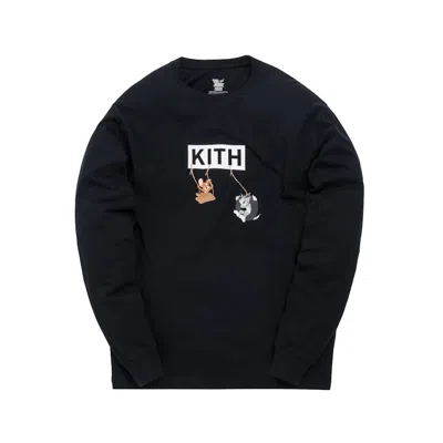 Pre-owned Kith Men's  X Tom & Jerry Long Sleeve Friends Tee Shirt In Black