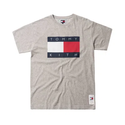 Pre-owned Kith Men's  X Tommy Hilfiger Flag Tee Shirt In Grey In Gray