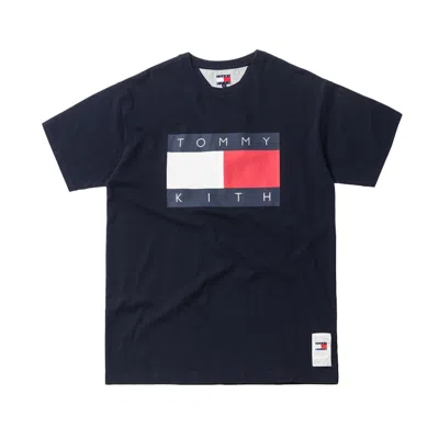 Pre-owned Kith Men's  X Tommy Hilfiger Flag Tee Shirt In Navy Blue