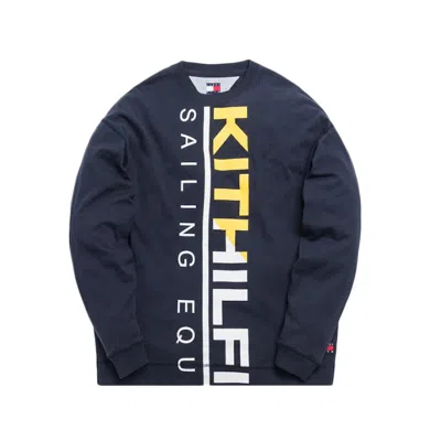 Pre-owned Kith Men's  X Tommy Hilfiger Sailing Long Sleeve Tee Shirt In Navy Blue