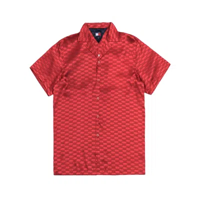 Pre-owned Kith Men's  X Tommy Hilfiger Satin Camp Shirt In Red