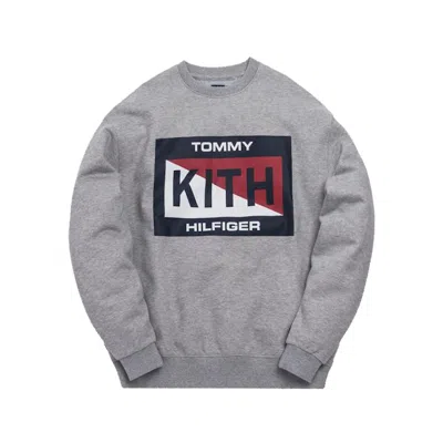 Pre-owned Kith Men's  X Tommy Hilfiger Slash Logo Crewneck Sweatshirt In Grey