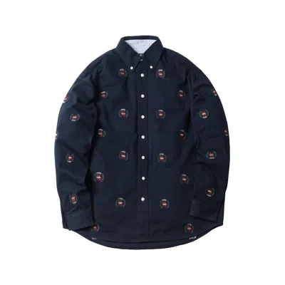 Pre-owned Kith Men's  X Tommy Hilfiger Twill Woven Shirt In Navy Blue