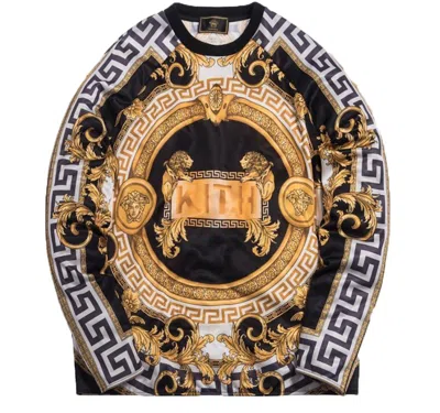 Pre-owned Kith Men's  X Versace Lion Tricot Crewneck Sweatshirt In Black/gold