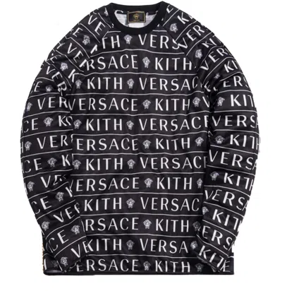 Pre-owned Kith Men's  X Versace Monogram Tricot Crewneck Sweatshirt In Black