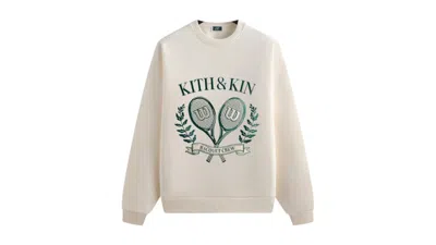 Pre-owned Kith Men's  X Wilson Racquet Crew Nelson Crewneck Sweatshirt In Sandrift
