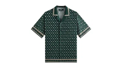 Pre-owned Kith Men's  X Wilson Silk Lyocell Thompson Camp Collar Shirt In Stadium In Gray