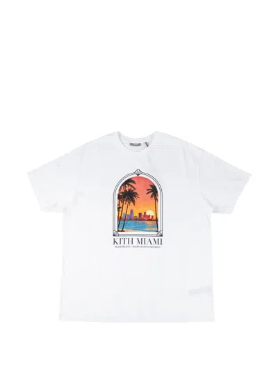 Kith Miami Nights Sunset Vintage Graphic-print T-shirt In White