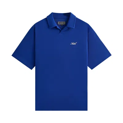 Pre-owned Kith Micro Waffle Drew Polo 'cyclone' | Blue | Men's Size Xs