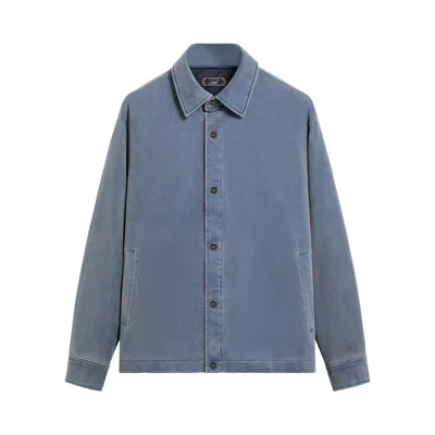 Pre-owned Kith Microsuede Bonded Brixton Shirt Jacket 'elevation' | Blue | Men's Size Xxl