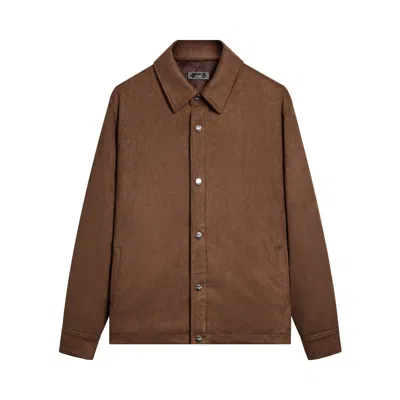 Pre-owned Kith Microsuede Bonded Brixton Shirt Jacket 'hurricane' | Brown | Men's Size L