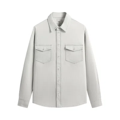 Pre-owned Kith Midweight Denim Long-sleeve Warwick Shirt 'eden Wash' | Blue | Men's Size L