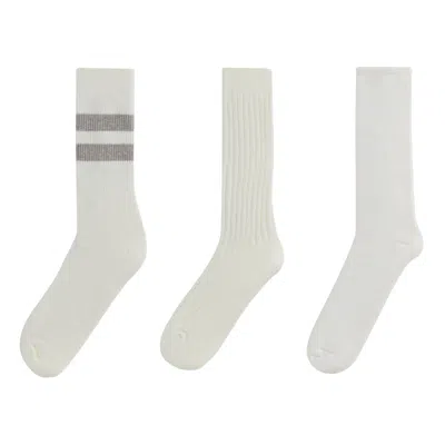 Pre-owned Kith Mix Socks (3 Pack) 'silk' | Cream | Men's Size Onesize In White