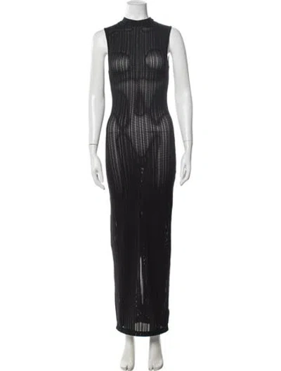 Pre-owned Kith Mock Neck Long Dress In Black