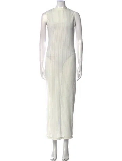 Pre-owned Kith Mock Neck Long Dress In White