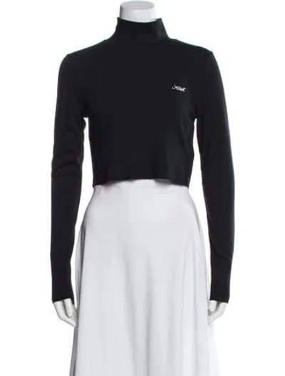 Pre-owned Kith Mock Neck Long Sleeve Crop Top In Black