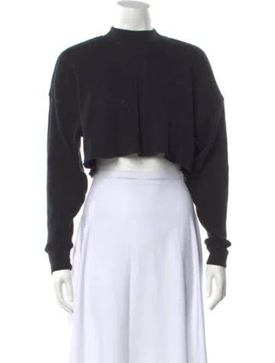 Pre-owned Kith Mock Neck Long Sleeve Crop Top In Black