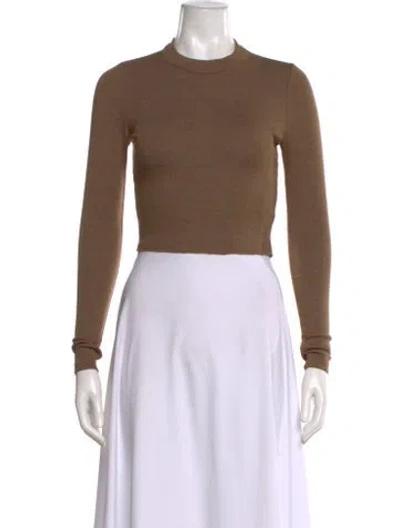 Pre-owned Kith Mock Neck Long Sleeve Crop Top In Brown
