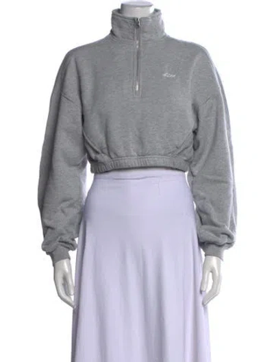 Pre-owned Kith Mock Neck Long Sleeve Crop Top In Grey