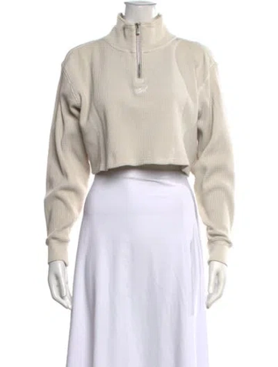 Pre-owned Kith Mock Neck Long Sleeve Crop Top In Neutral