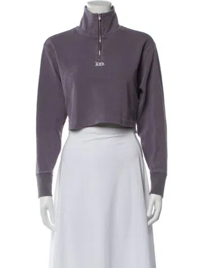 Pre-owned Kith Mock Neck Long Sleeve Crop Top In Purple