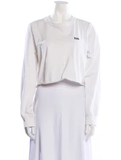 Pre-owned Kith Mock Neck Long Sleeve Crop Top In White