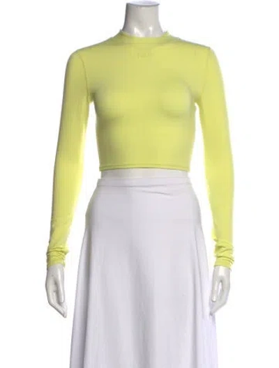 Pre-owned Kith Mock Neck Long Sleeve Crop Top In Yellow