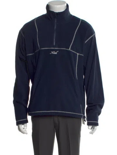 Pre-owned Kith Mock Neck Long Sleeve Pullover In Blue