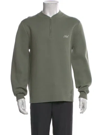 Pre-owned Kith Mock Neck Long Sleeve Pullover In Green