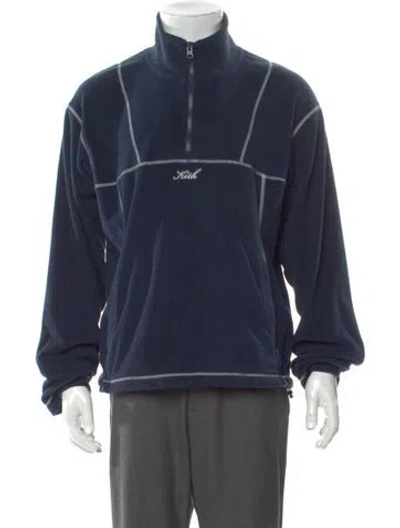 Pre-owned Kith Mock Neck Long Sleeve Sweatshirt In Blue