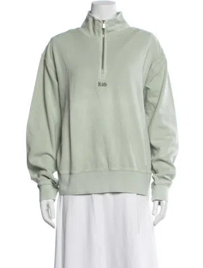 Pre-owned Kith Mock Neck Long Sleeve Sweatshirt In Blue