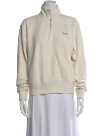 Pre-owned Kith Mock Neck Long Sleeve Sweatshirt In White