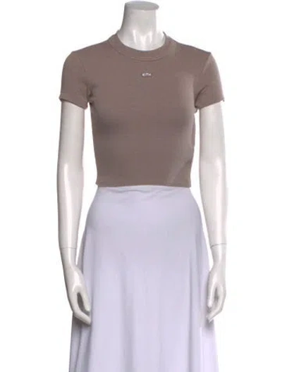 Pre-owned Kith Mock Neck Short Sleeve Crop Top In Neutral