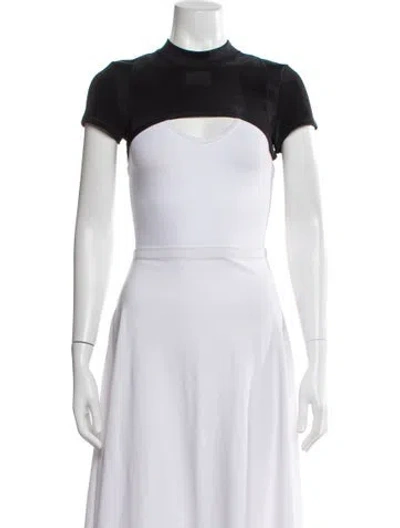 Pre-owned Kith Mock Neck Short Sleeve Crop Top W/ Tags In Black