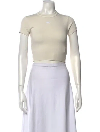 Pre-owned Kith Mock Neck Short Sleeve Crop Top In White