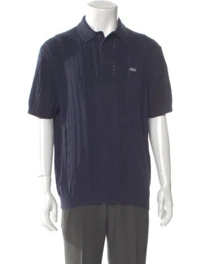 Pre-owned Kith Mock Neck Short Sleeve Polo Sweater In Blue