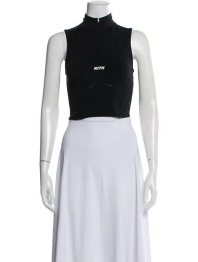 Pre-owned Kith Mock Neck Sleeveless Crop Top In Black