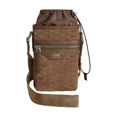 Pre-owned Kith Monogram Suede Drawstring Pouch 'java' | Tan | Men's Size Onesize
