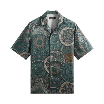 Pre-owned Kith Mosaic Mandala Thompson Camp Collar Shirt 'stadium' | Green | Men's Size L