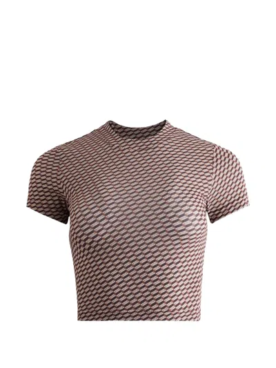 Kith Mulberry Sheer Monogram T-shirt In Brown
