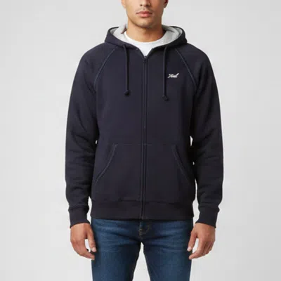 Pre-owned Kith Navy Blue Cotton Knit Vale Raglan Zip-up Hoodie Xs
