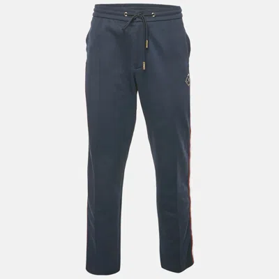 Pre-owned Kith Navy Blue Knit Contrast Trimmed Trackpants L