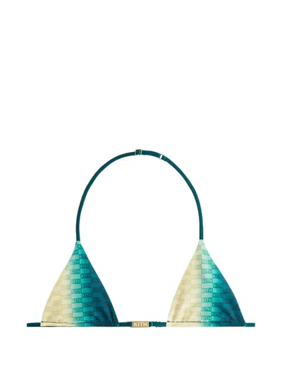 Kith Naya Ombre Logo-print Triangle Bikini Top In Green