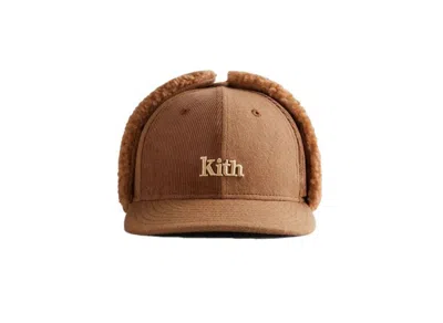 Pre-owned Kith New Era Serif Ear Flap Fitted Cap Chestnut In Brown