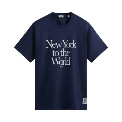 Pre-owned Kith New York To The World Motto Tee 'nocturnal' In Blue
