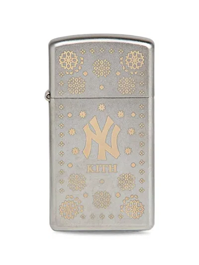Kith New York Yankees Slim Zippo Lighter In Silver