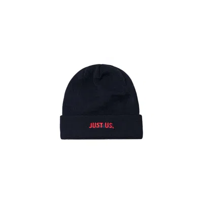 Pre-owned Kith Nike Just Us Beanie In Navy Blue