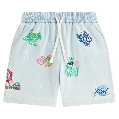 Pre-owned Kith Novelty Thompson Camp Short 'light Indigo' | Blue | Kid's Size L