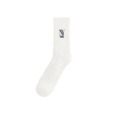 Pre-owned Kith Ny Cotton Slouchy Crew Socks 'silk' | White | Men's Size Onesize