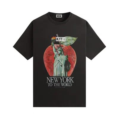 Pre-owned Kith Ny To The World Liberty Apple Vintage Tee 'black' | Men's Size L